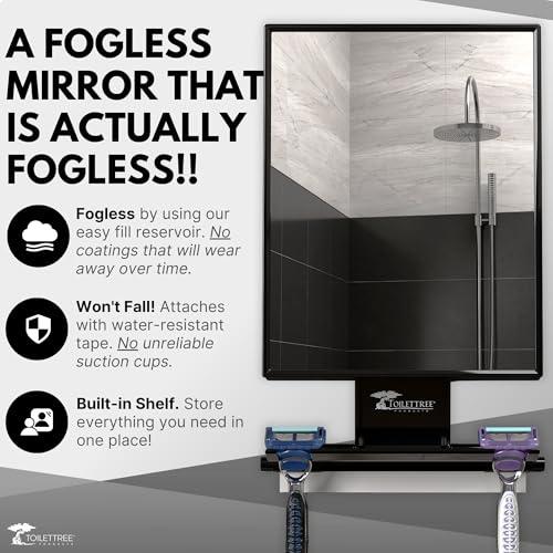 ToiletTree Products ToiletTree Products Fogless Shower Mirror - Anti-Fog Mirror - Adjustable Shaving Mirror with a Squeegee - Rust-Proof, Impact-Resistance Bathroom Shower Mirror - Tall