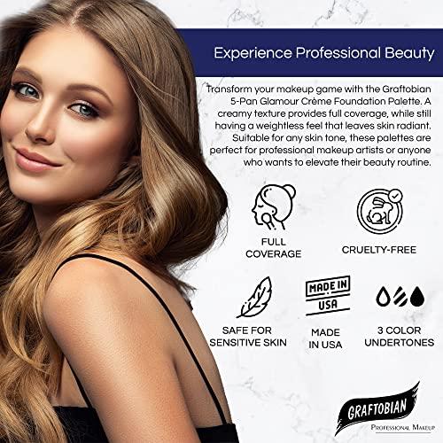 Graftobian Graftobian HD Glamour Crme Foundation Palette (Warm #3) - High Definition 5 Color Makeup Palette, Cream Based Foundation Concealer and Contour Palette, Full Coverage - Medium/Dark Warm Skin Shades