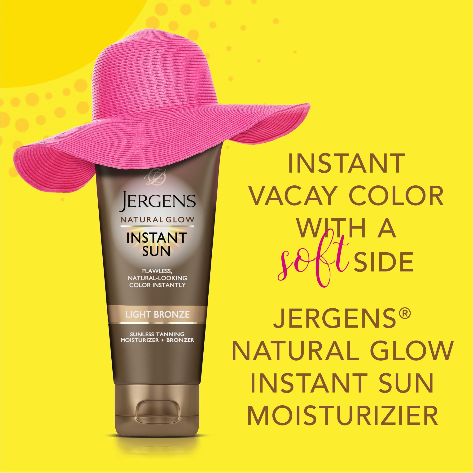 Jergens Jergens Natural Glow Instant Sun Bundle: Light Bronze Sunless Tanning Moisturizer + Bronzing Lotion 6oz Bottle and Applicator Mitt