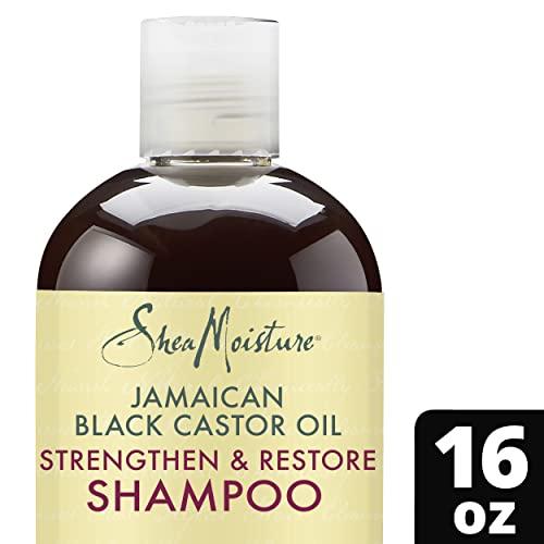 SheaMoisture SheaMoisture Jamaican Black Castor Oil Strengthen & Restore Shampoo, Shea Butter, Peppermint & Apple Cider Vinegar, Sulfate Free, Chemically Processed Hair, Family Size (2 Pack -16 Fl Oz Ea)