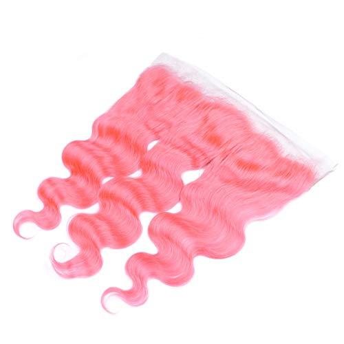 Tony beauty hair Tony Beauty Hair Pure Pink Brazilian Body Wave Human Hair 2 Bundles with Frontal 3Pcs Lot Light Pink Ombre Wavy Human Hair Weave Bundles with Full Lace Closure 13x4 Ear to Ear (22 24+20)