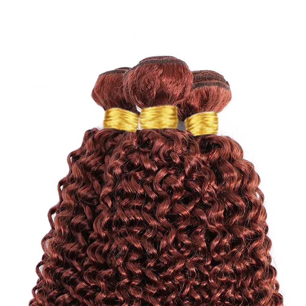 Fridnae Reddish Brown Bundles Copper Curly Wave Human Hair Bundles Copper Red Bundles Human Hair 3 Bundles 10 12 14 Inch Auburn Curly Bundles Human Hair Extensions