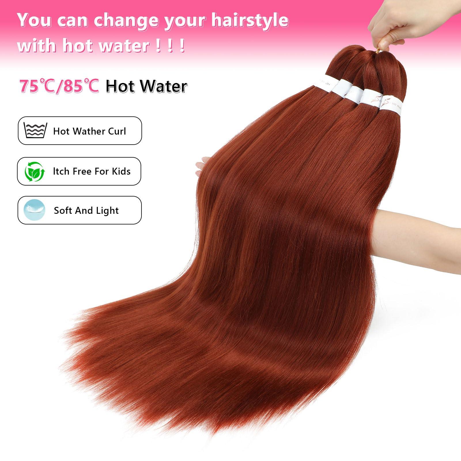 FIRSTCYH HAIR Pre Stretched Braiding Hair 26 inch 350# Braiding Hair for Black Women 3Packs Crochet Boho Braiding Hair Non Toxic (26 Inch(3packs), 350#)