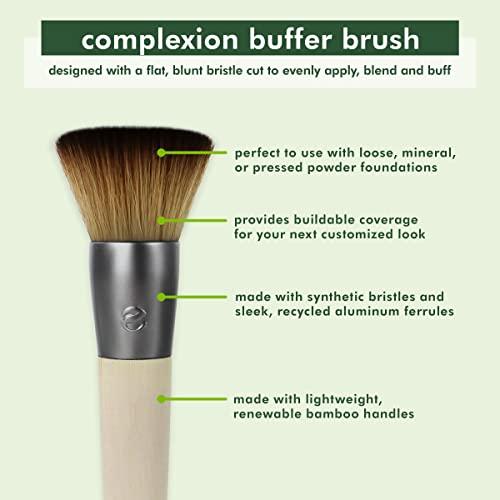 EcoTools EcoTools Custom Coverage Buffing Brush - Soft Custom Cut Bristles Recycled Aluminum Ferrules; For Use with Cream or Powder Foundation Blush and Bronzer