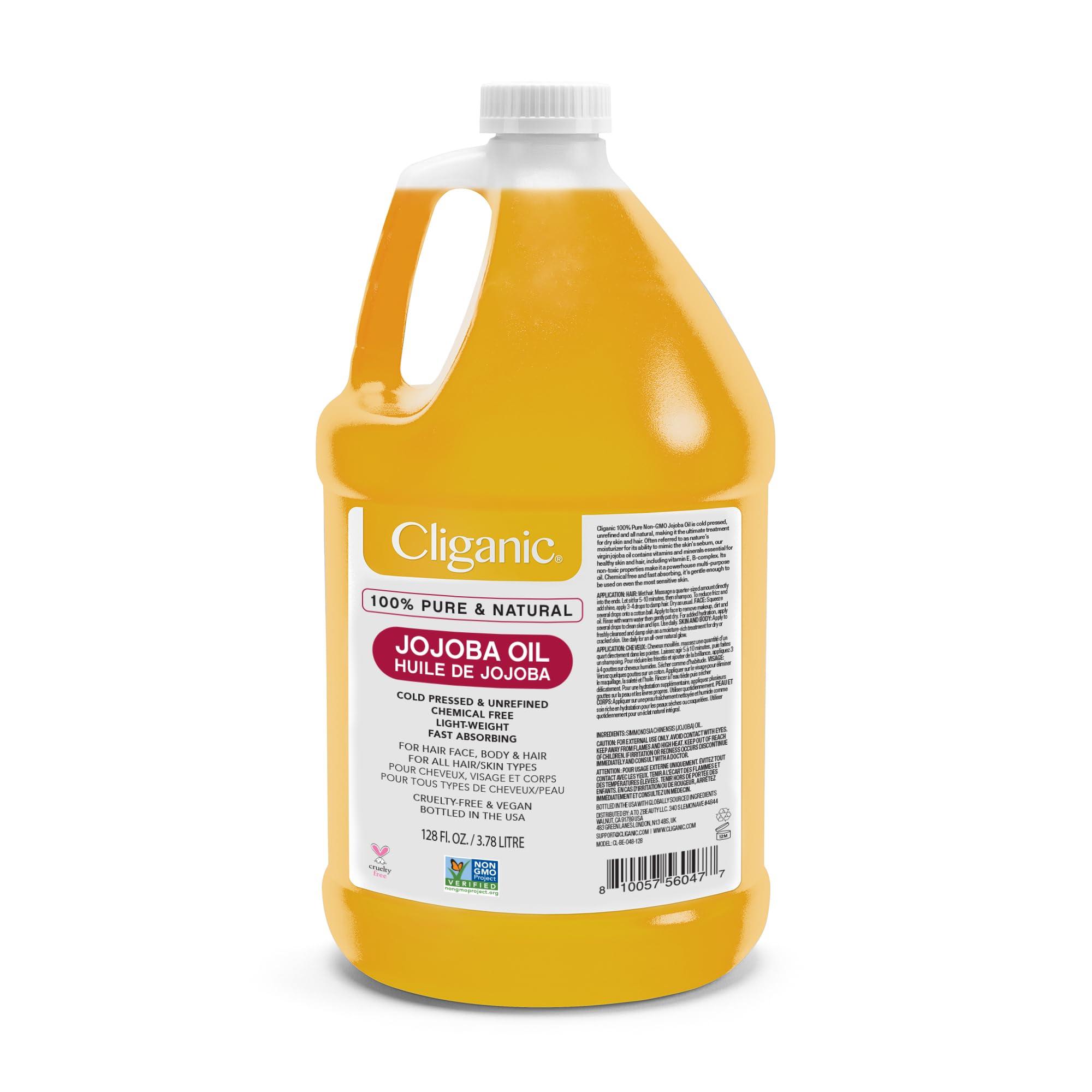 Cliganic Cliganic Jojoba Oil Non-GMO, Bulk Gallon 128oz | 100% Pure, Natural Cold Pressed Unrefined Hexane Free Oil for Hair & Face