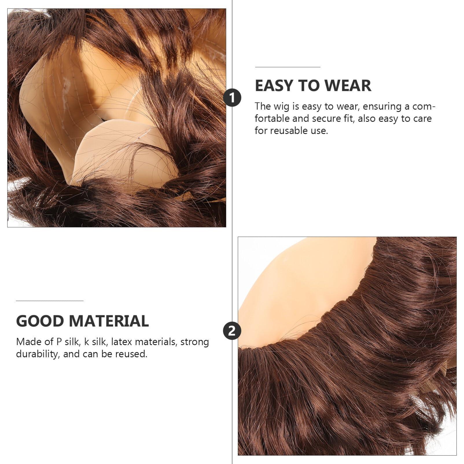 FOMIYES FOMIYES Halloween Monk Costume Wig Bald Cap Wig with Brown Friar Hair Funny Makeup Props Monk Cosplay Halloween Fancy Dress Accessories Headwear