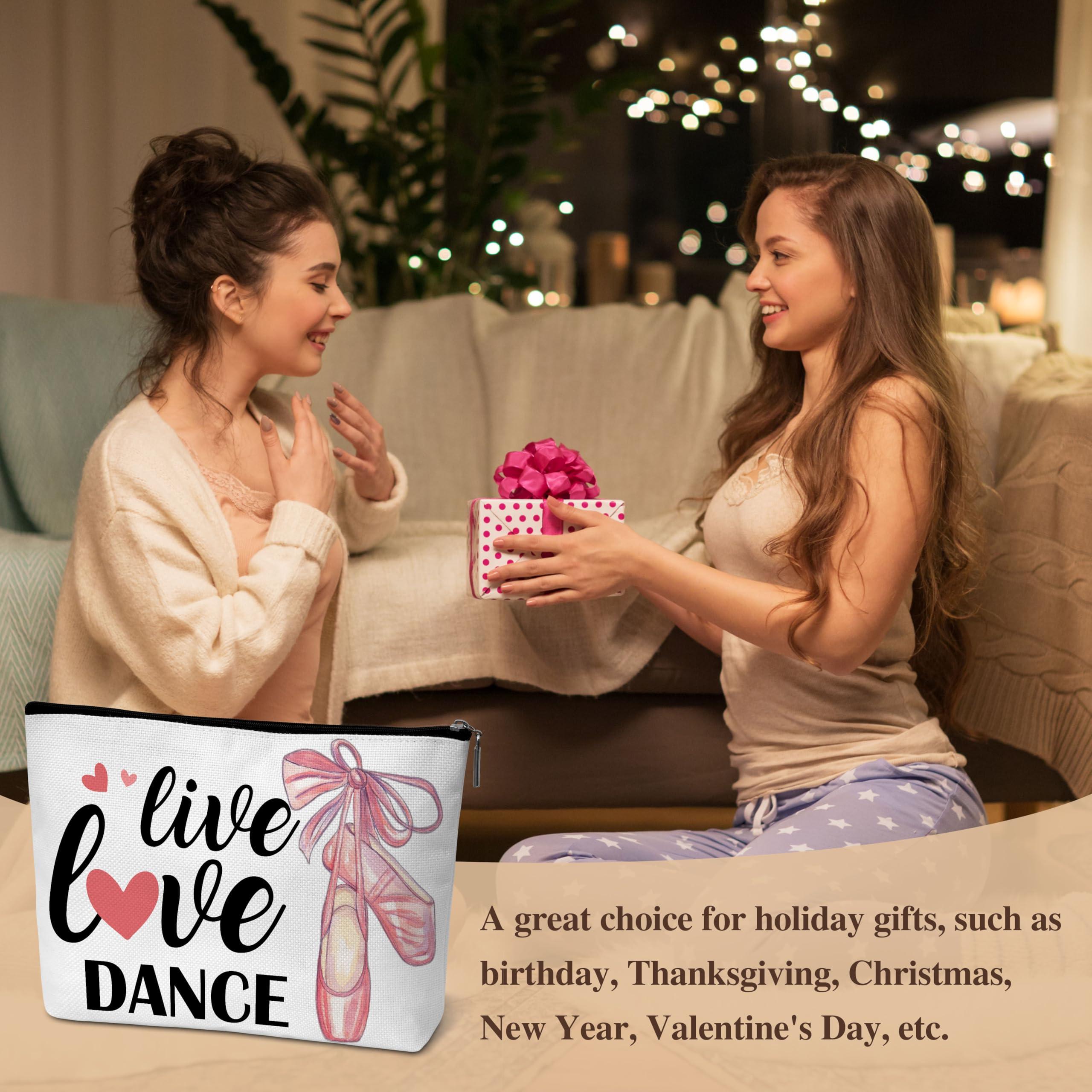 GOLRMC Ballet Dance Makeup Bag, Ballerina Dance Recital Gifts For Girls, Travel Cosmetic Bag, We love Dance A12