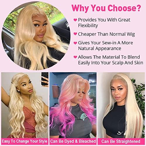 Ali Pearl Ali Pearl AliPearl Hair Wig #613 Blonde Body Wave 13x4 Lace Front Wigs Human Hair Pre Plucked For Black Women Brazilian Virgin Hair Glueless Transparent Lace Frontal Wig Lace Wigs (18inch)