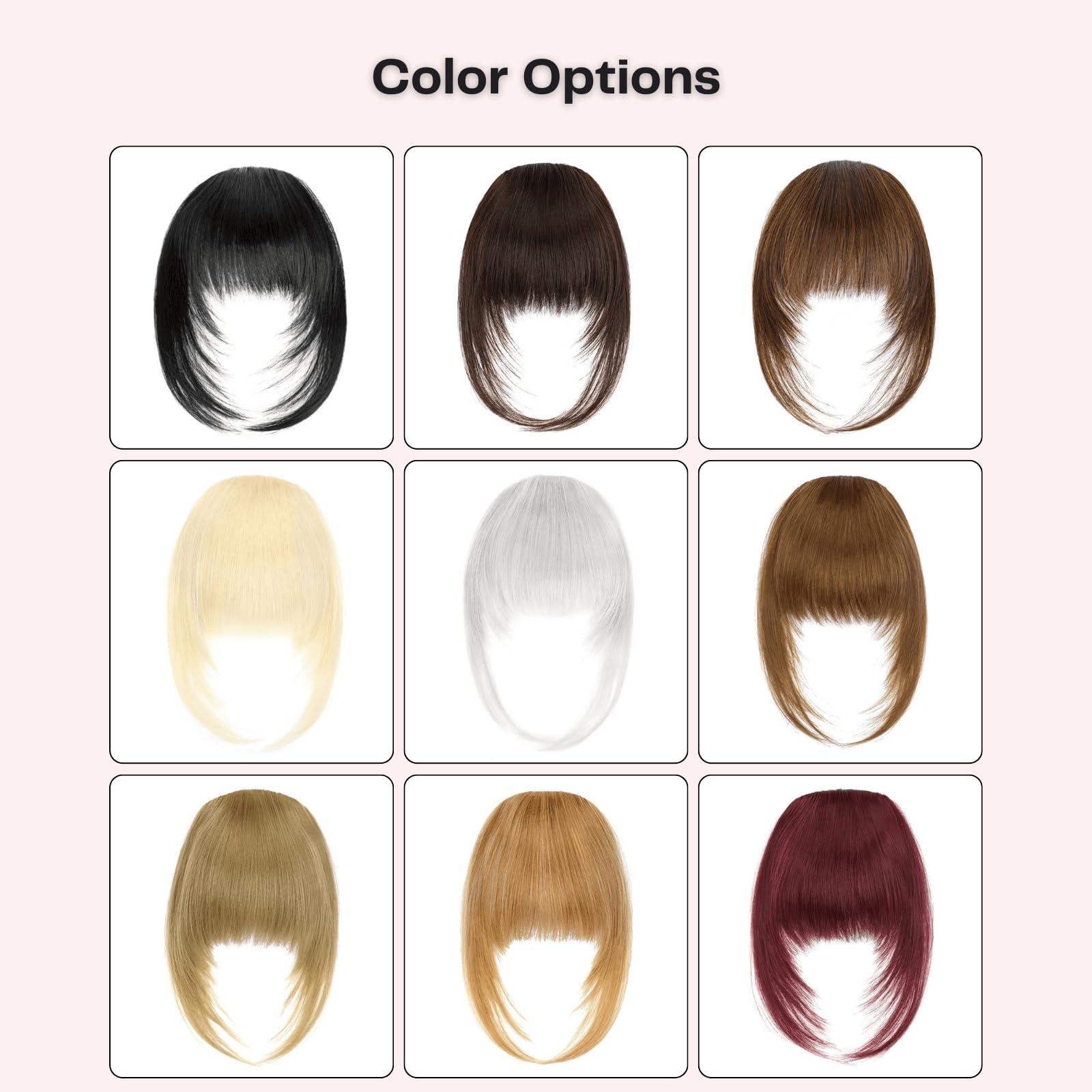 VAVANGA VAVANGA French Hair Bangs Clip on, Silver Grey Long Wispy Bangs Hair Clip with Temples Natural Fringe Neat Bangs Hair Clip Hair Piece Long Bangs Clip in Hair Extensions for Women(Silver Grey)