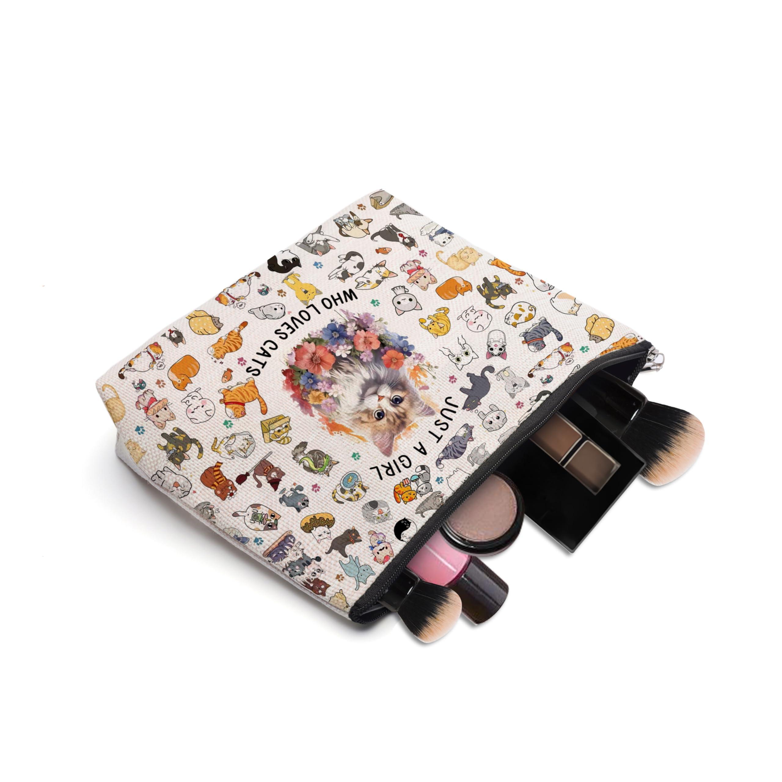 CEASQVAA Cat Gifts for Cat Lovers Makeup Bag, Cat Lover Gifts for Women, Cat Themed Gifts,Cat Mom Gifts for Women, Birthday Christmas Gifts for Cat Mom Cat Lovers, Cat Gift Cosmetic Toiletry Pouch Bag