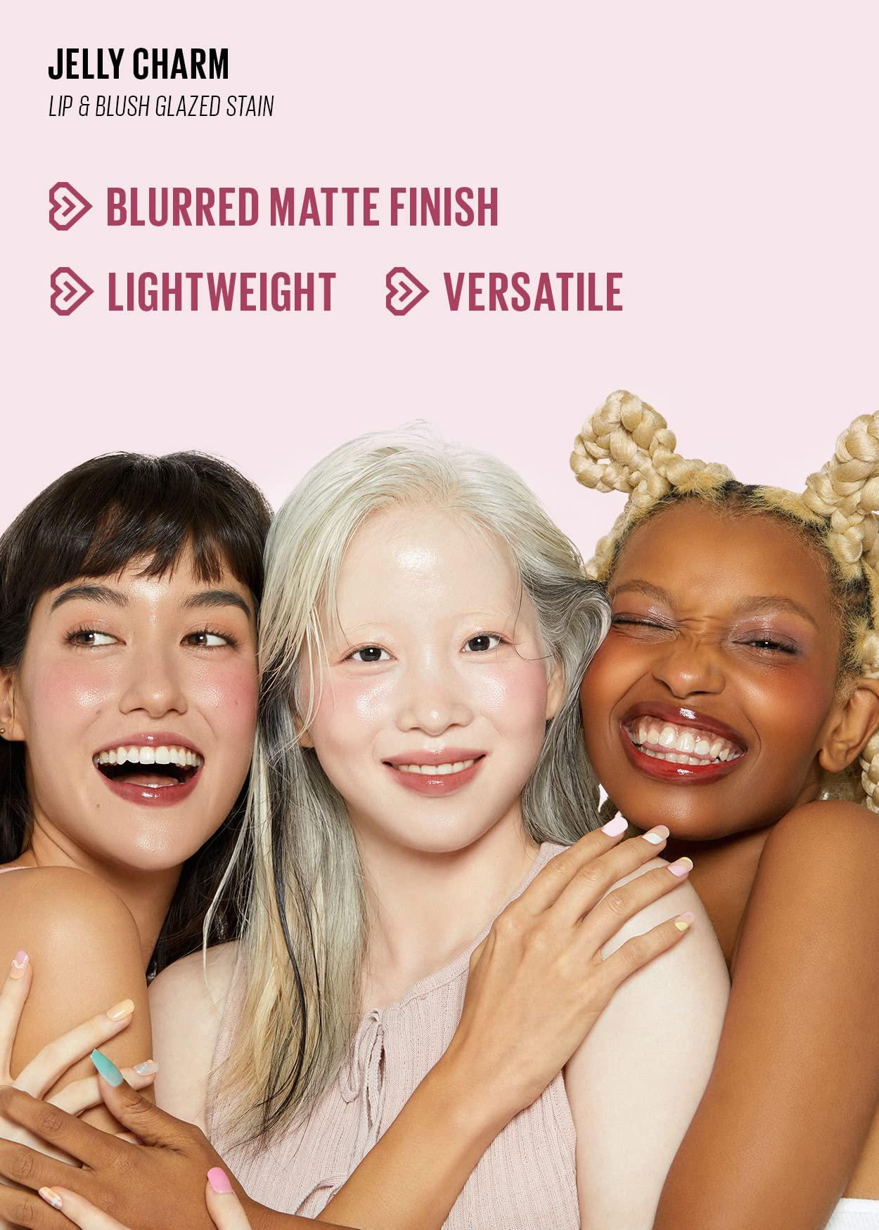 Kaja Kaja Lip & Blush Glazed Keychain Stain - Jelly Charm 01 Cherry Spritz + Beauty Bento Collection - Bouncy Eyeshadow Trio 02 Orange Blossom, 0.03 Oz Bundle