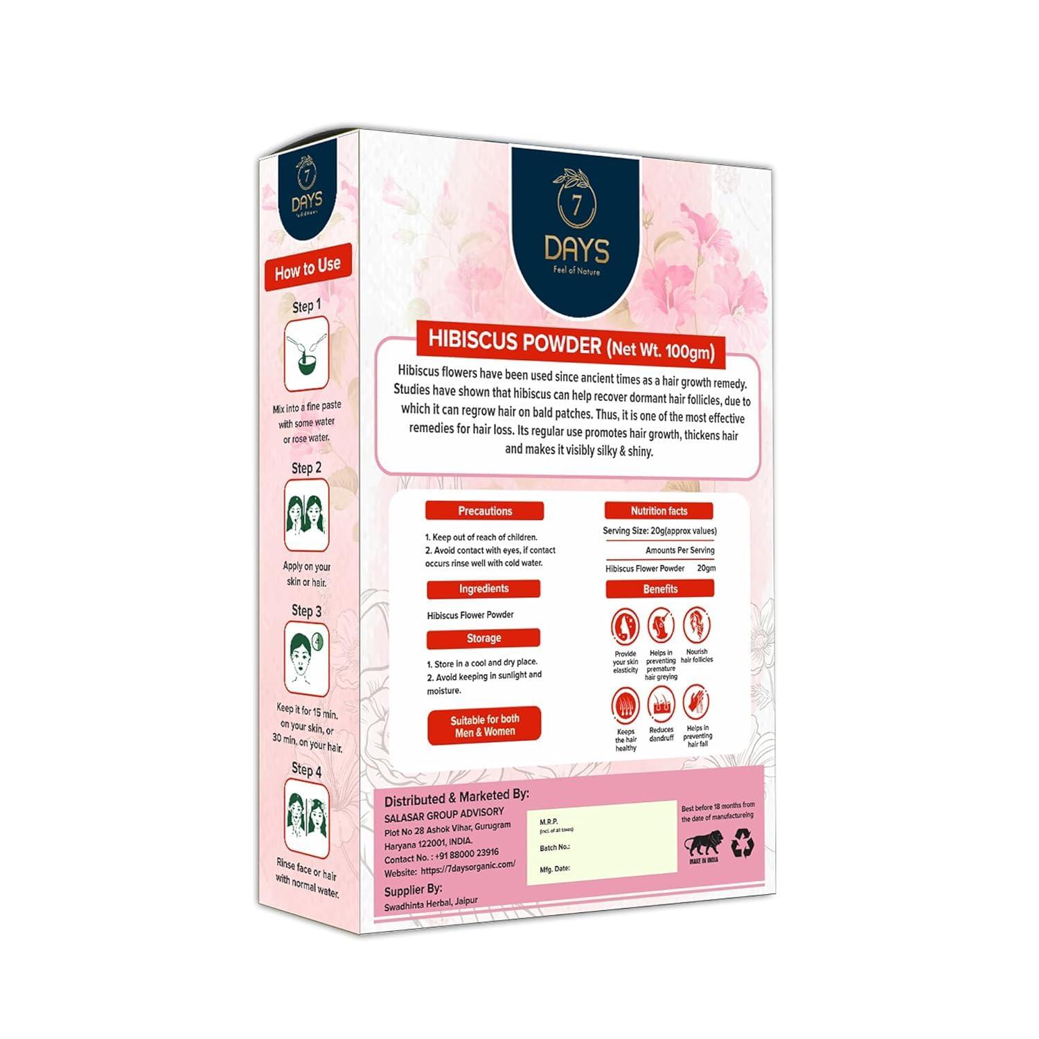 Generic Hibiscus Flower Powder for Face Pack & Hair Mask | Pure & Natural Hibiscus Rosa Sinensis Powder For Skin & Hair Care - 100g