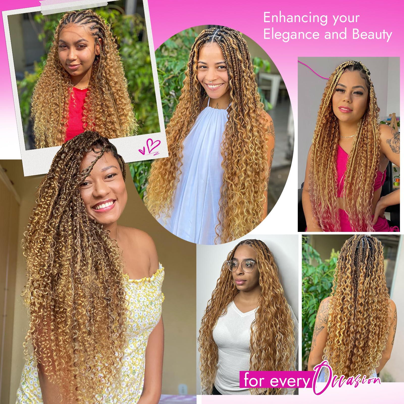 DUZIKAI 26 Inch Human Braiding Hair Deep Water Wave 2 Bundles/Pack 50g, Bulk Human Hair Braiding Hair for Boho Braids Honey Blonde, Curly Wet and Wavy Braiding Boho Human Hair for Braiding No Weft
