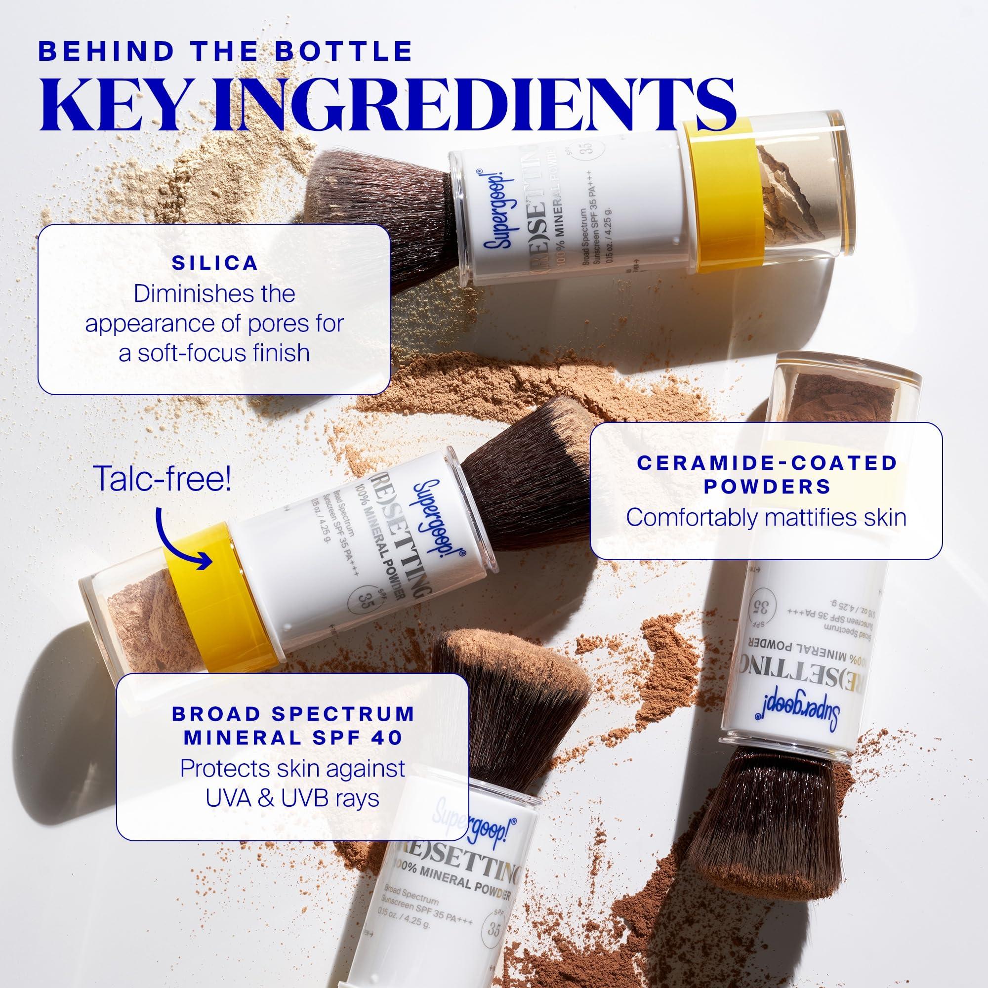 Supergoop! Supergoop! (Re)setting 100% Mineral Powder, Deep - 0.15 oz - Makeup Setting Powder + Broad Spectrum SPF 35 PA+++ Sunscreen - With Ceramides, Olive Glycerides & Coated Silica Spheres