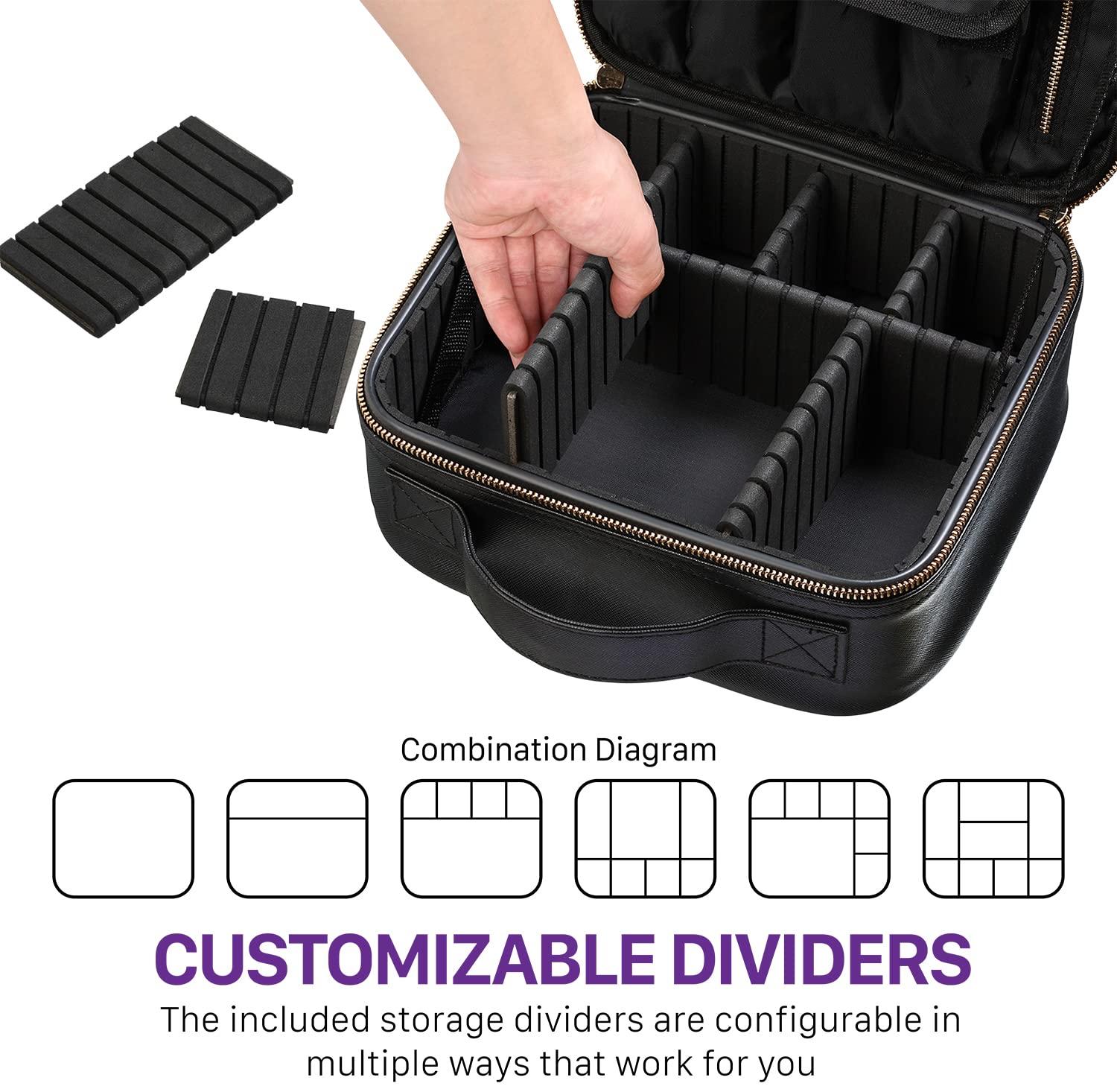 Fosmon Fosmon Professional Makeup Train Case for Cosmetics & Brushes, Travel Organizer Bag with Divider & Carry Handle for Toiletries Camera Lens Accessories