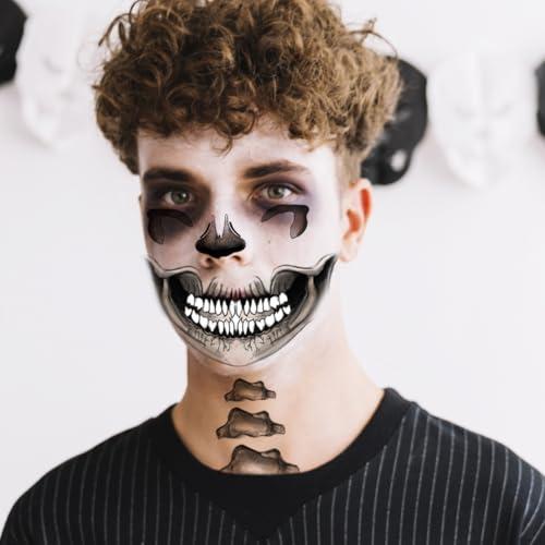 LEOARS Classic Skull Temporary Face Tattoo Halloween Costume for Men and Women