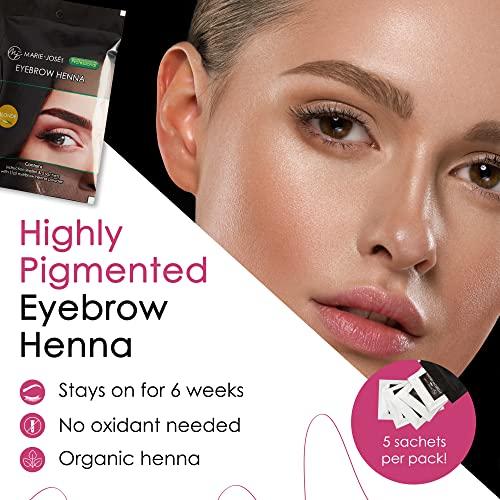 Marie-José Marie-José & Co Henna Brow Tinting Kit Blonde Dye, Eyebrow Spot Coloring, Long-Lasting Eyebrow Powder, Water & Smudge Proof, 5 Sachets, Good for 50 Applications