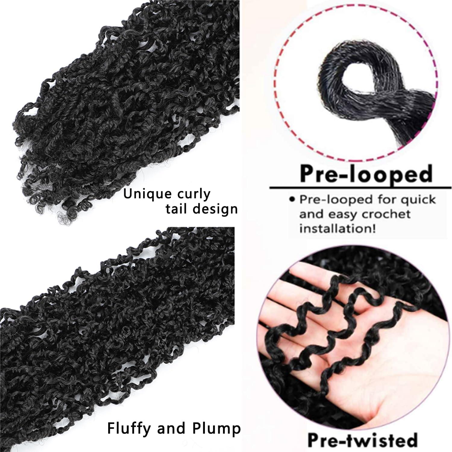 SOKU Boho Passion Twist Crochet Hair 20\" - 5 Packs Black Pre Twisted Mini Majesty Twist Curly Senegalese Dreadlocks Extensions Pre-looped Soft Locs Braids for Women Synthetic