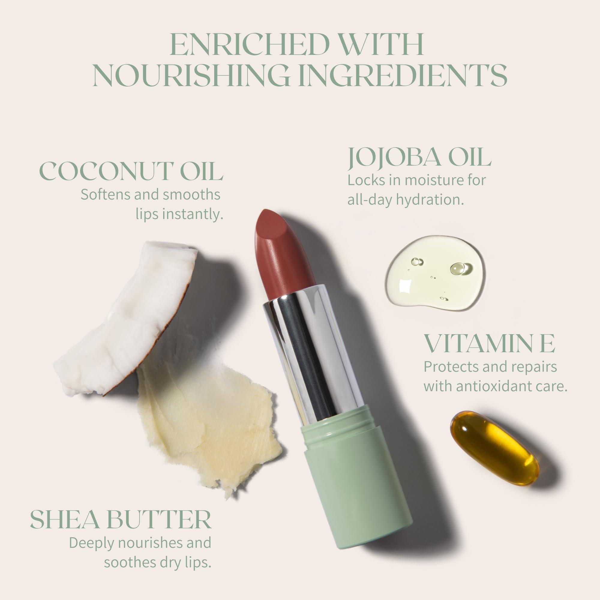 NATURABLOOM NATURABLOOM Vegan Lipstick (Petalia) - Sensational One-Stroke Long Lasting Lipstick from Natural Oils & Butters Full-Coverage Lip Color with Shea Butter & Coconut Extact - Premium Hydrating Lipsticks