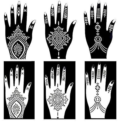 XMASIR XMASIR Henna Tattoo Stencil Kit/Temporary Tattoo Template Set of 20 Sheets, Indian Arabian Tattoo Stickers Mehndi Stencils for Hand Body Art