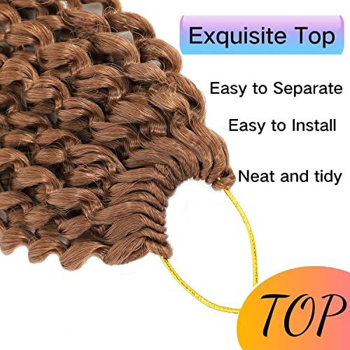 Ceajae Long Passion Twist Hair 18 Inch Water Wave Crochet Hair for Black Women Passion Twist Crochet Hair for Butterfly Locs 8 Pack Curly Crochet Passion Twist Braiding Hair Extensions 30# Caramel Brown