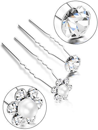EBOOT 40 Pack Bridal Wedding Hair Pins Rhinestone Hair Clips Accessories for Women and Girls (Style D)