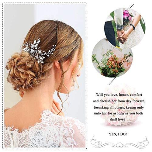 BAROGIRL Barogirl Wedding Hair Pins Clips Set Bride Head Piece Bridal Crystal Hair Jewelry for Women and Girls 1 PC (Silver)