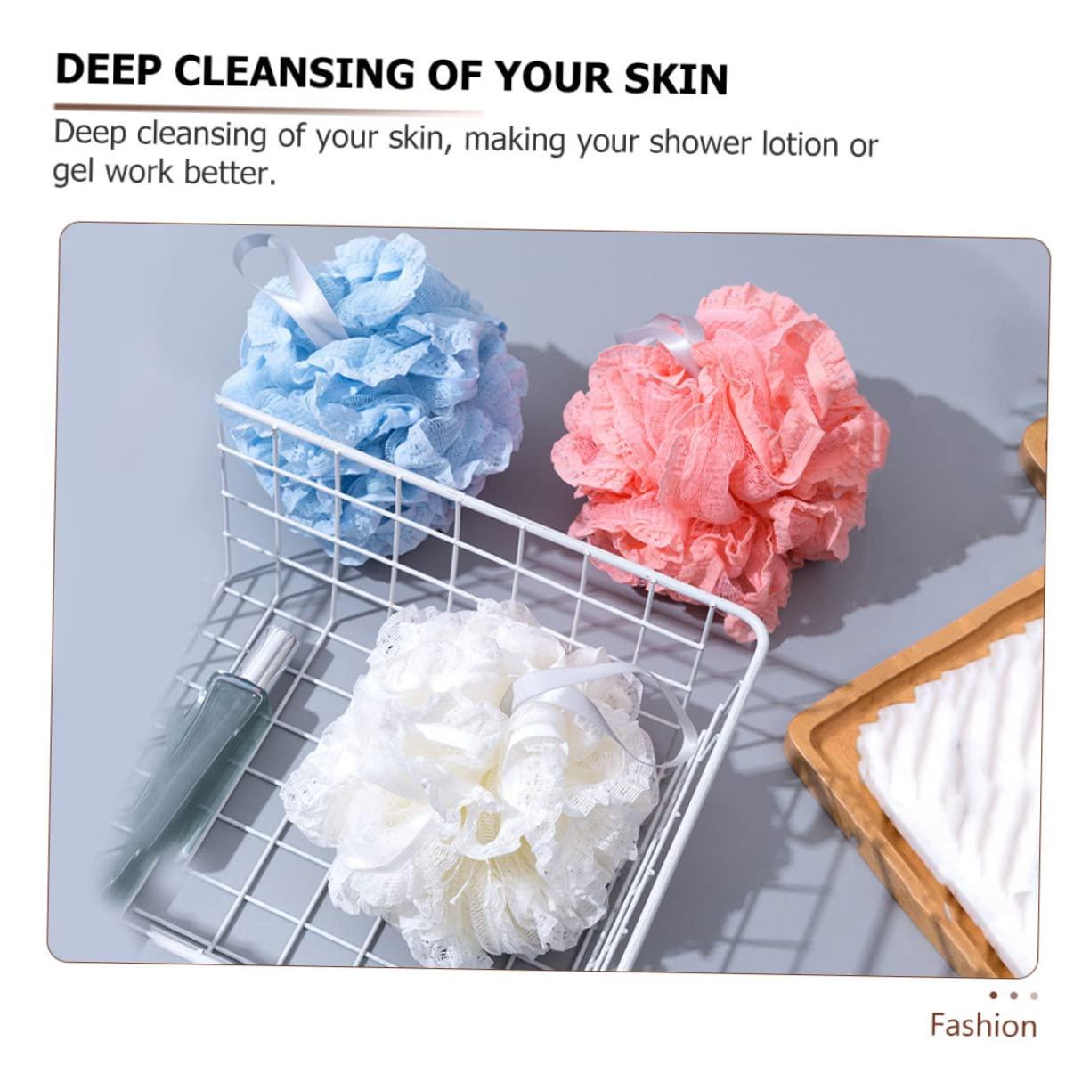 Housoutil Housoutil 3pcs Lace Mesh Sponge Bath Puff Bath Scrubber Mesh Pouf Shower Ball Bath Mesh Ball Shower Puff Shower Balls Poufs Mens Shower Gel Exfoliating Beauty Pe Network Clean Man Bath Net