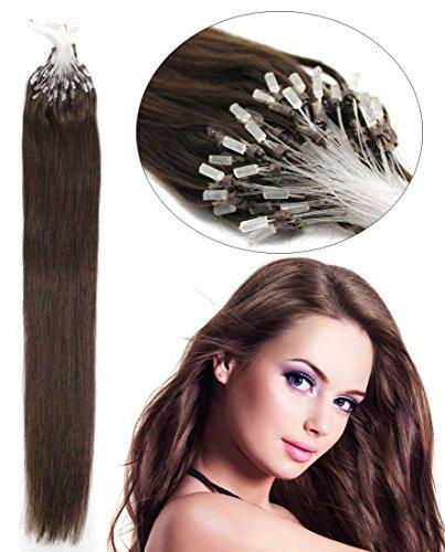 Yotty Yotty Remy Human Hair Extensions Micro Ring Loop Tip Double Drawn Hair (18''0.5g/s, Dark Brown)