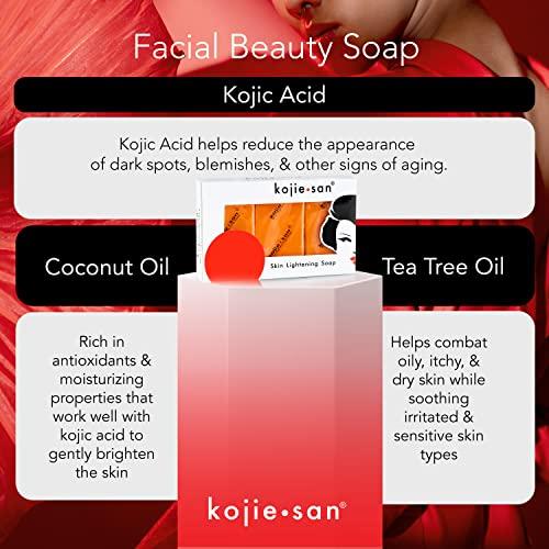 Kojie San, Skin Science Kojie San Skin and Body Soap Original Kojic Acid, Dark Spot Remover Soap Bar with Coconut & Tea Tree Oil 3 x 65g Bars