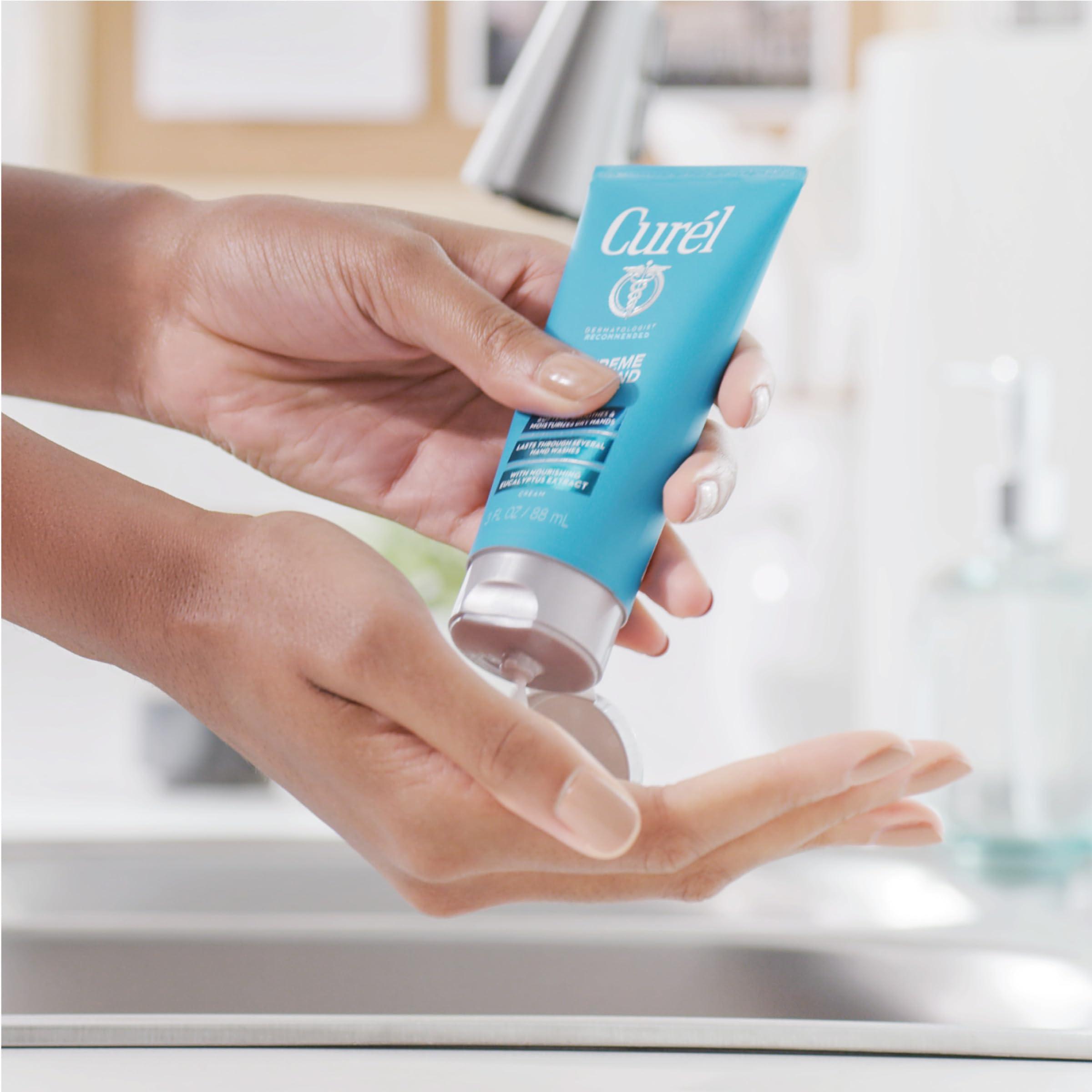 Curel Curel Extreme Dry Hand Dryness Relief, Travel Size Hand Cream, Easily Absorbed for Long-Lasting Relief after Washing Hands, with Eucalyptus Extract, 3 Ounces (Pack of 2)