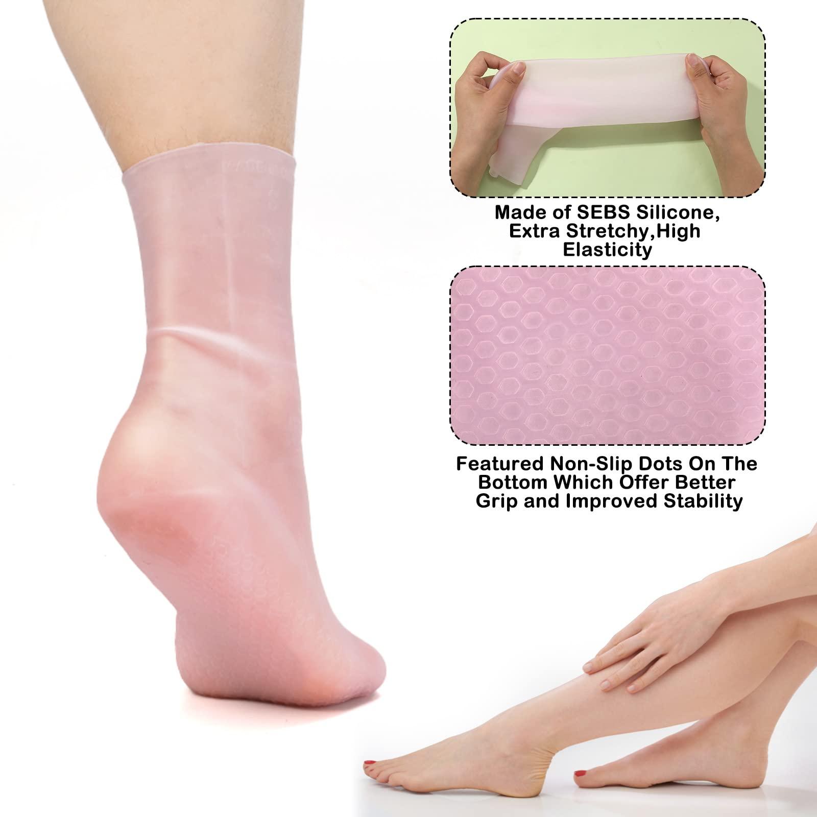 LUTER 2pcs Moisturizing Socks, Soft Silicone Socks Foot Moisturizing Socks Comfortable Gel Socks for Women Moisturizing Feet Softens Prevents Cracking