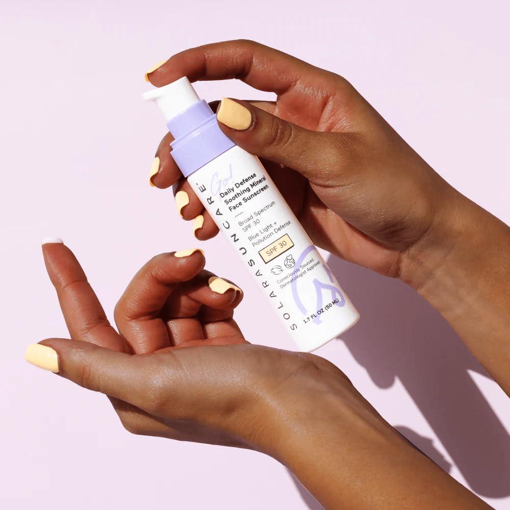 SOLARA SUNCARE Solara Suncare - Go! Daily Defense Soothing Mineral Face Sunscreen, SPF 30 | EWG Verified, Vegan, Cruelty Free, Reef friendly | Lightweight, Safe For Sensitive Skin (1.7 fl oz | 50 ml)