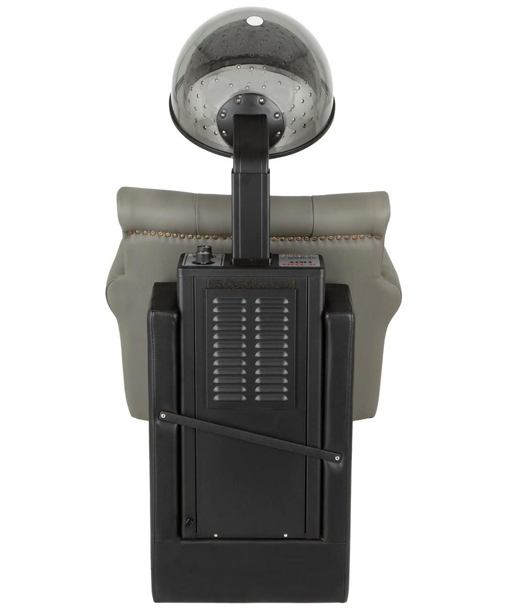 Buy-Rite Salon & Spa Equipment Buy-Rite Chelsea Professional Hair Dryer Chair Combo, Commercial Salon Dryer with 980 Watt Hood, Extra Wide Tufted Chair, Brass Nailhead Trim, NIN-9902DC&HL-1500-GRY (Gray)