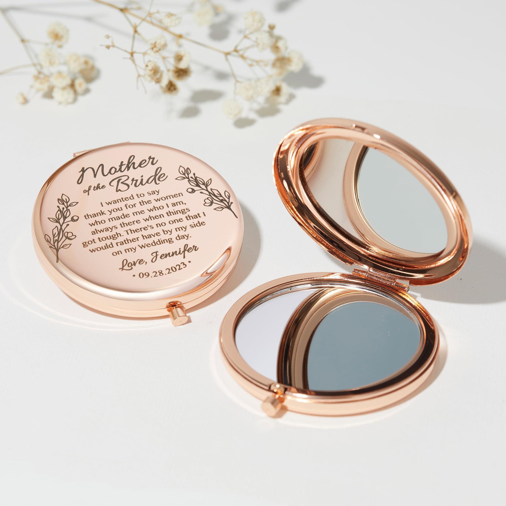 MINUTESTRY MINUTESTRY Mother of The Bride Pocket Mirror, Custom Compact Mirror for Mom on Wedding, Gift from Bride, Mom Wedding Gift, Wedding Jewelry