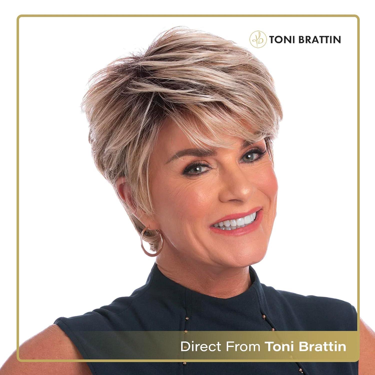 Toni Brattin Tan Secret Toni Brattin Prestigious Wig - Short & Classic Hairstyle with Subtle Layering & Tampered Edges - Heat-Friendly Fiber Looks & Feels like Natural Hair - Adjustable & Comfortable (Medium Blonde, Regular)