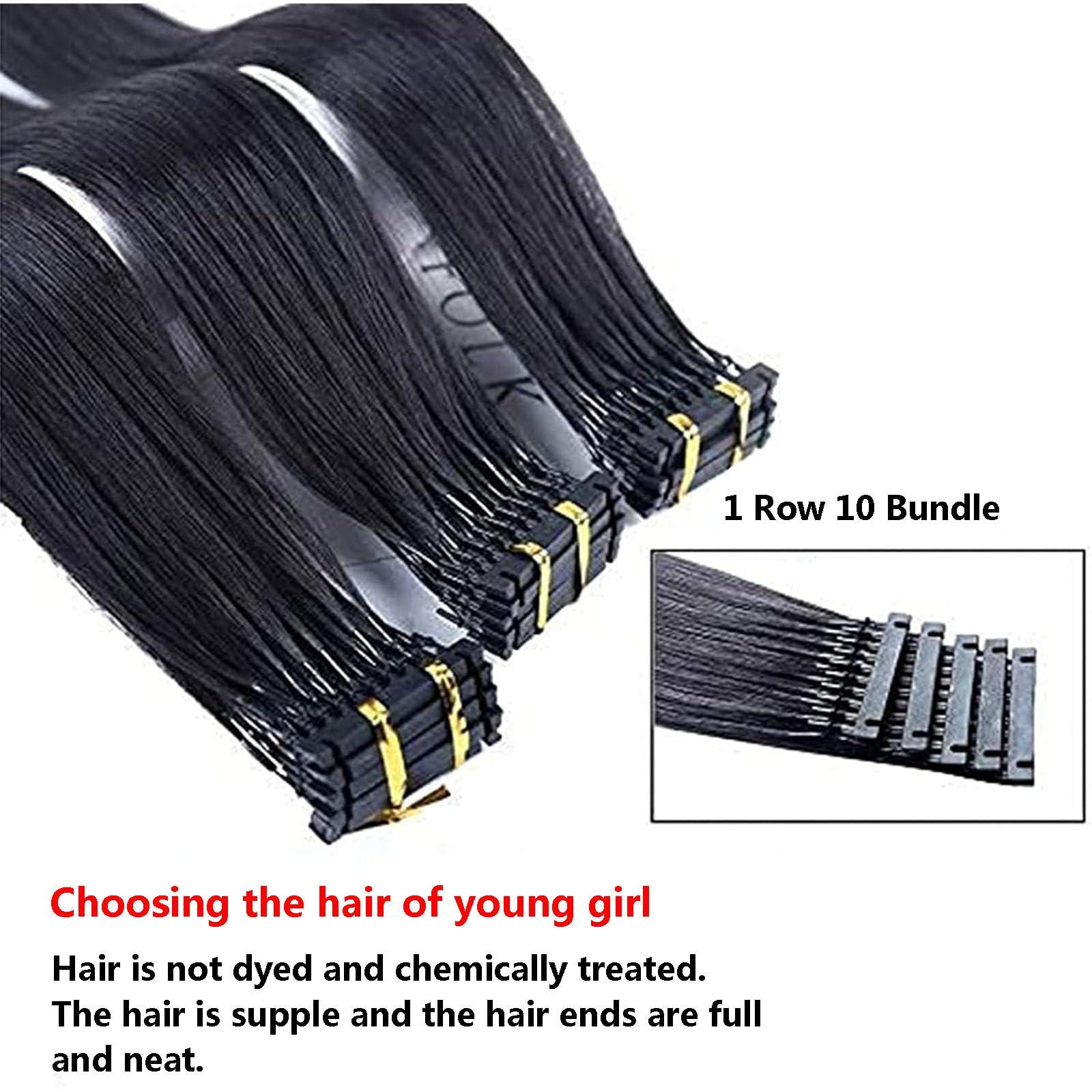 Generic 6D Hair Extensions Machine Kit - for Salon 100% Real Human Hair with Pliers/10-pin Invisible 6d Hair Extension with Pliers, Fast Installation and Removal, 1 Row 10 Bundles