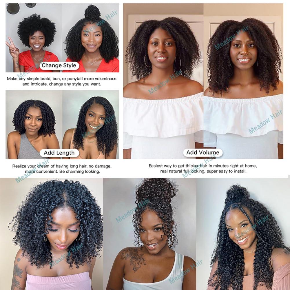 Meadow hair Afro Kinky Curly Micro Link Human Hair Extensions Brazilian Virgin Micro Links Hair Extensions 100 Strand Micro Loop Real Human Hair Extensions For Black Women 80G 14Inch