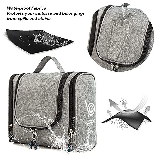 bago bago Travel Toiletry Bag for Women and Men - Large Waterproof Hanging Large Toiletry Bag for Bathroom and Travel Bag for Toiletries Organizer -Travel Makeup Bag (SnowGray)