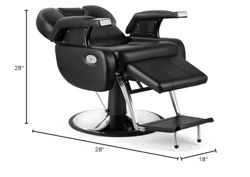 Beautymega Beautymega Black Electric All Purpose Hydraulic Recline Barber Chair Styling Chair Extra Strong Salon Chair