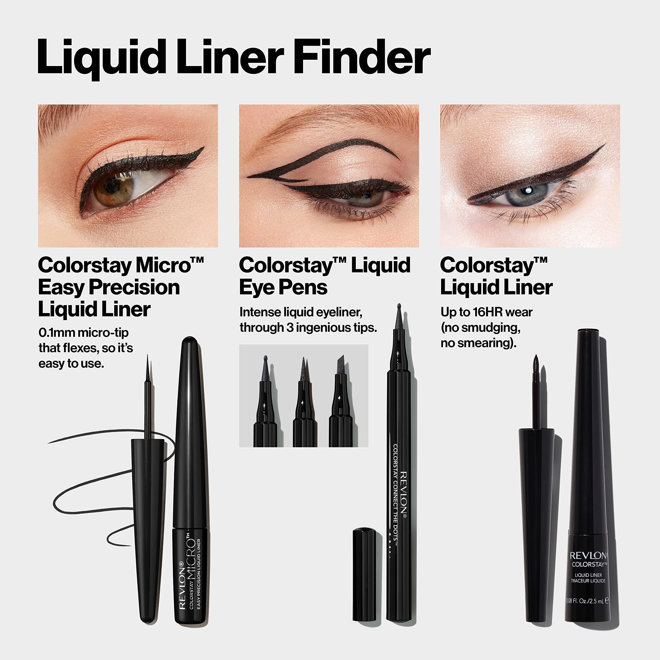 REVLON REVLON ColorStay Micro Easy Precision Liquid Eyeliner, Waterproof, Smudgeproof, Longwearing with Felt Tip Applicator, 302 What the Fudge, 0.057 fl oz