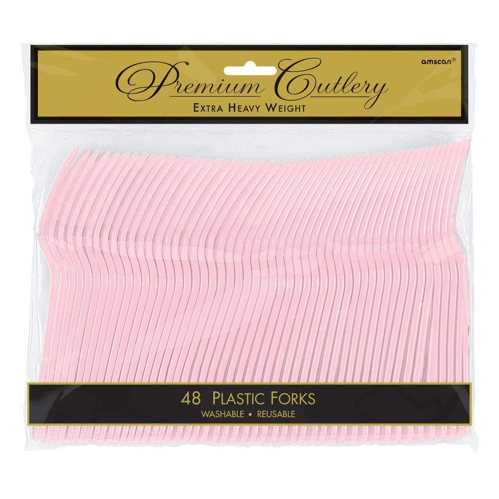 amscan Blush Pink Premium Plastic Forks- 48 pcs.
