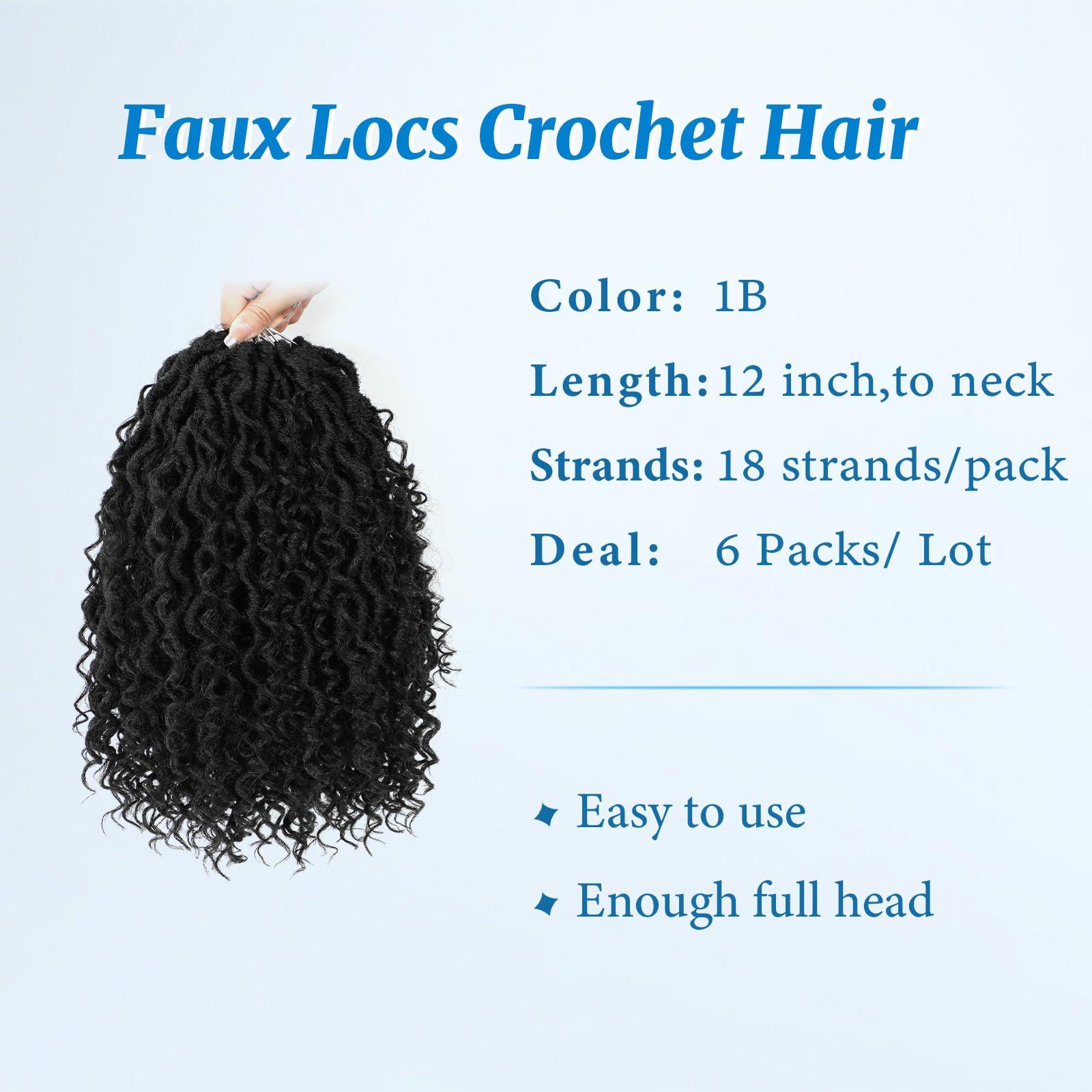 Forevery Forevery Faux Locs Crochet Hair 12 Inch Goddess Locs Crochet Hair 6 Packs PreLooped Crochet Hair for Black Women Grey Crochet Locs with Curly Ends