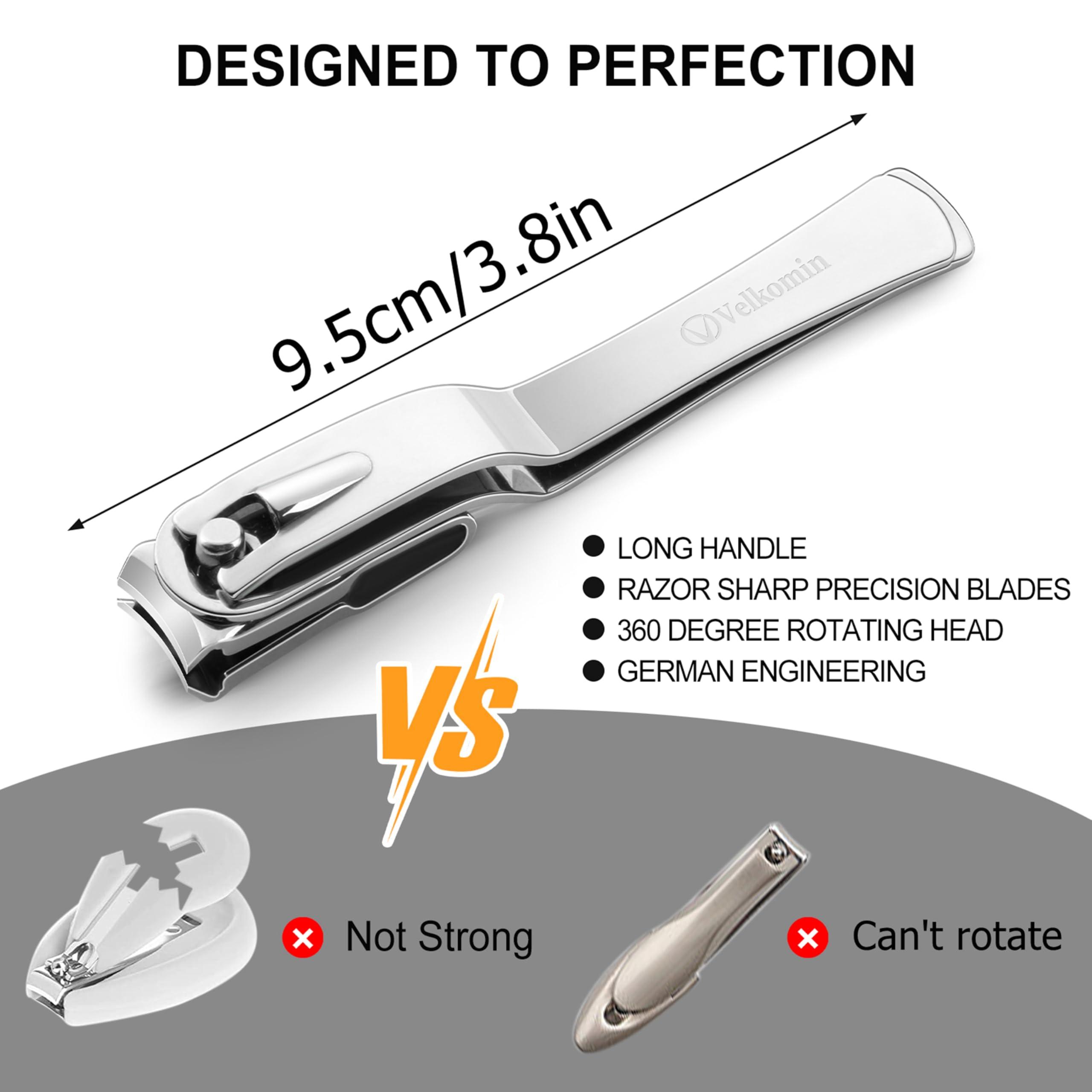Velkomin VELKOMIN Long Handle Toenail Clippers, Ultra Sharp and Durable, 3.7inch Large Toenail & Fingernail Clippers, Angled Nail Clippers for Seniors, Men, Women