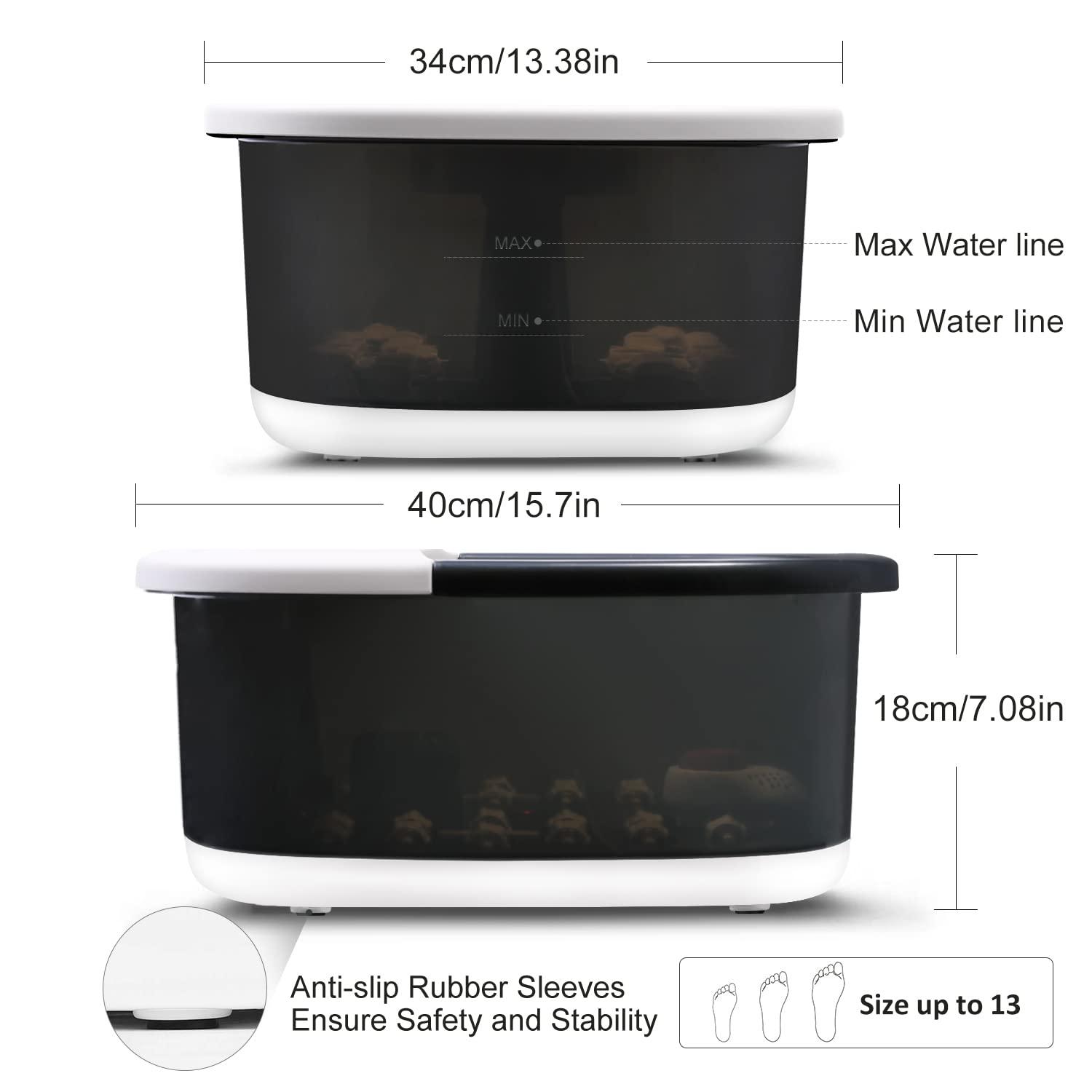 CANGO Foot Spa Bath Massager with Heat Bubbles and Vibration Massage and Jets, 16 OZ Calming Lavender Foot Soak Epsom Salt, CANGO Foot Soaker With Infrared Light, 22 Massage Rollers, Adjustable Temp - Black