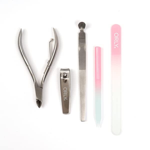 Orly ORLY Magnetic Manicure Kit for manicures and pedicures | Nail tools travel kit with TWO glass nail files, cuticle pusher, nippers, and nail clippers for nail care on-the-go