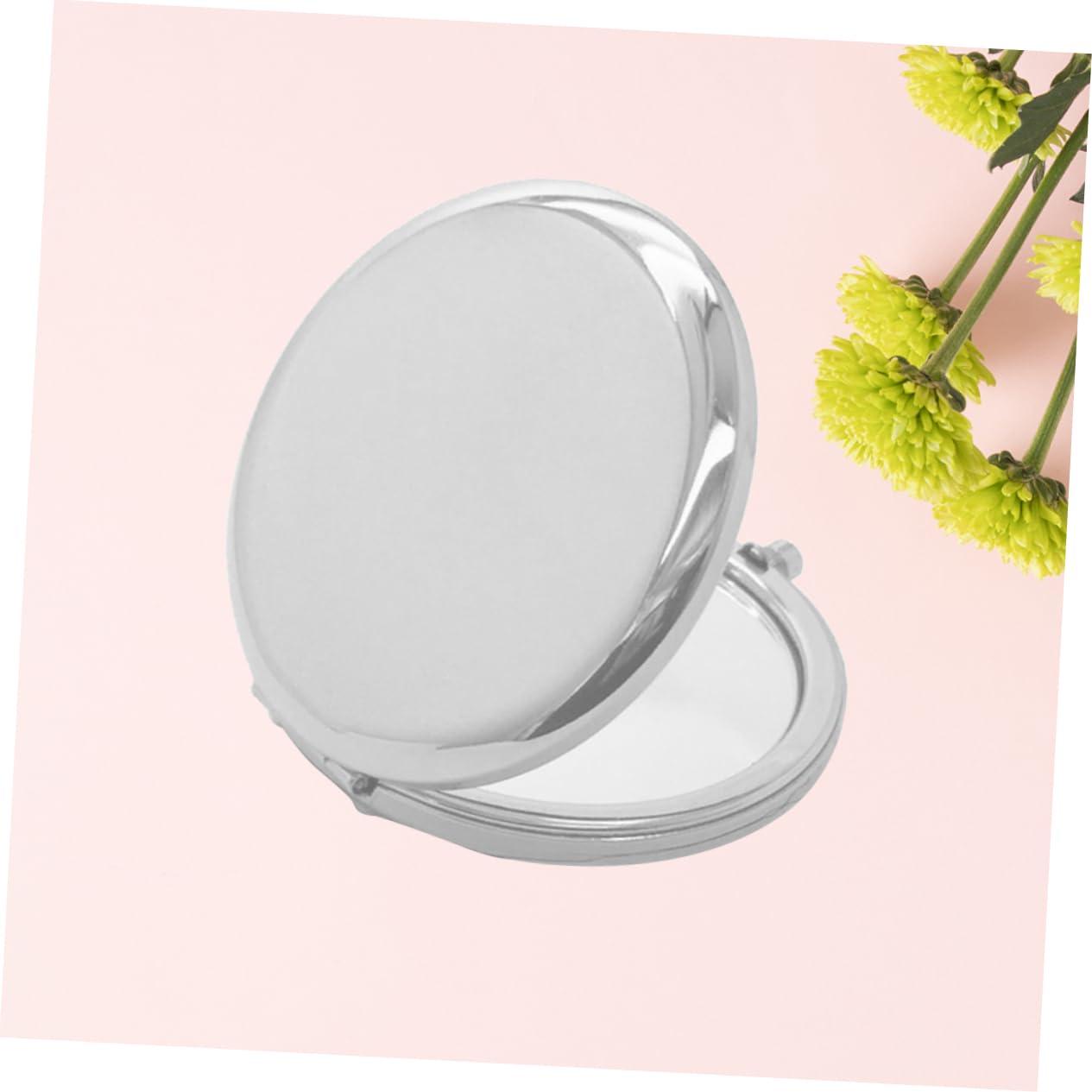 OSOLADY OSOLADY Double Side Mirror Folding Poratble Mirror Makeup Mirror Pocket Mirror Circle Mirrors Mirror for Purse Portable Mirror Double Sided Mirror Silver