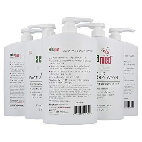 SEBAMED SEBAMED Paraben-Free Face and Body Wash With Pump for Sensitive and Delicate Skin pH 5.5 Ultra Mild Dermatologist Recommended Cleanser 33.8 Fluid Ounces (1 Liter) Pack of 5