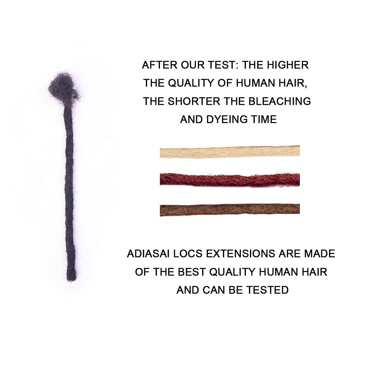 ADIASAI ADIASAI 0.6cm Width 14 Inch 60 Strands 100% Human Hair Loc Extensions, Full Handmade Dreadlock Extensions for Men Women Kids Can Be Dyed and Bleached with Needle and Comb