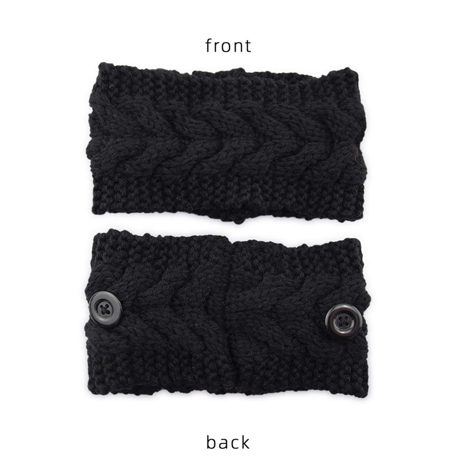 Generic Winter Headbands for Women Ear Warmer Headband Soft knit Turban Stretch Headbands Cold Weather (Black, One size)